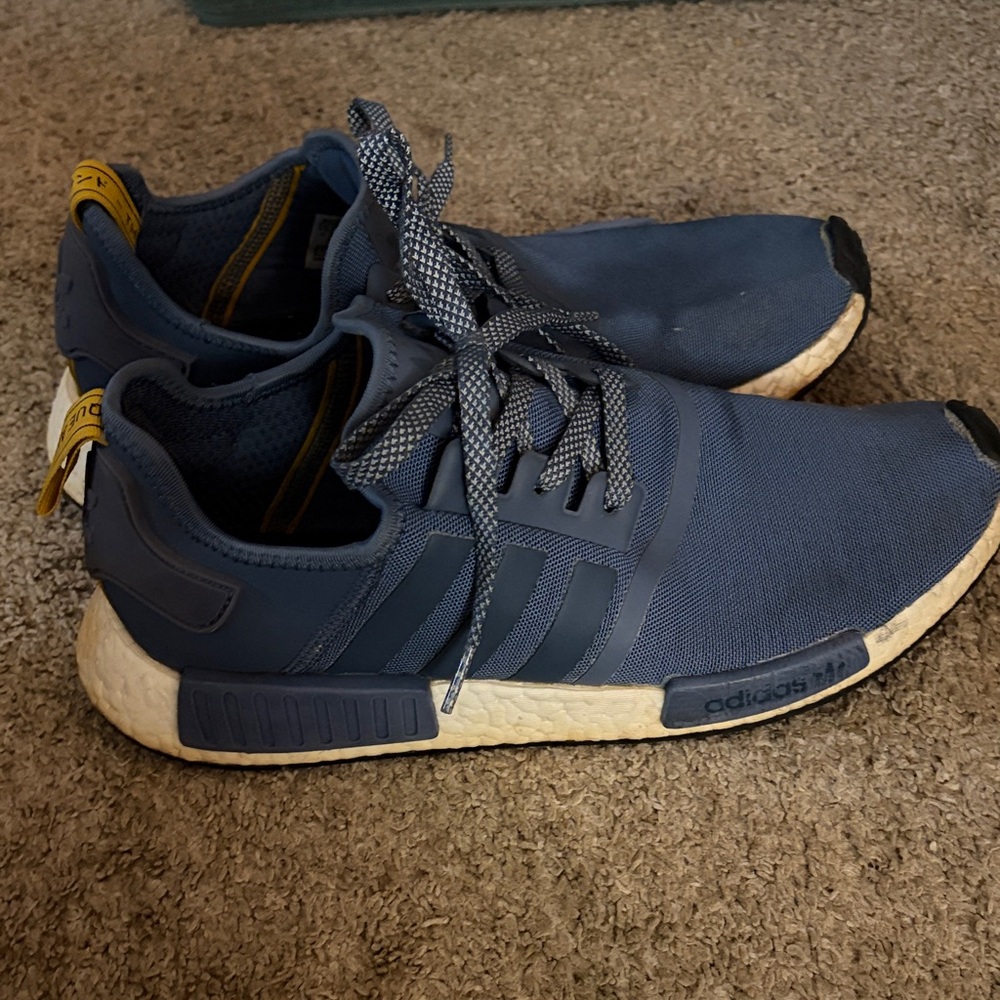 adidas Men's Navy Blue Running Sneakers with Yellow Heel Tab